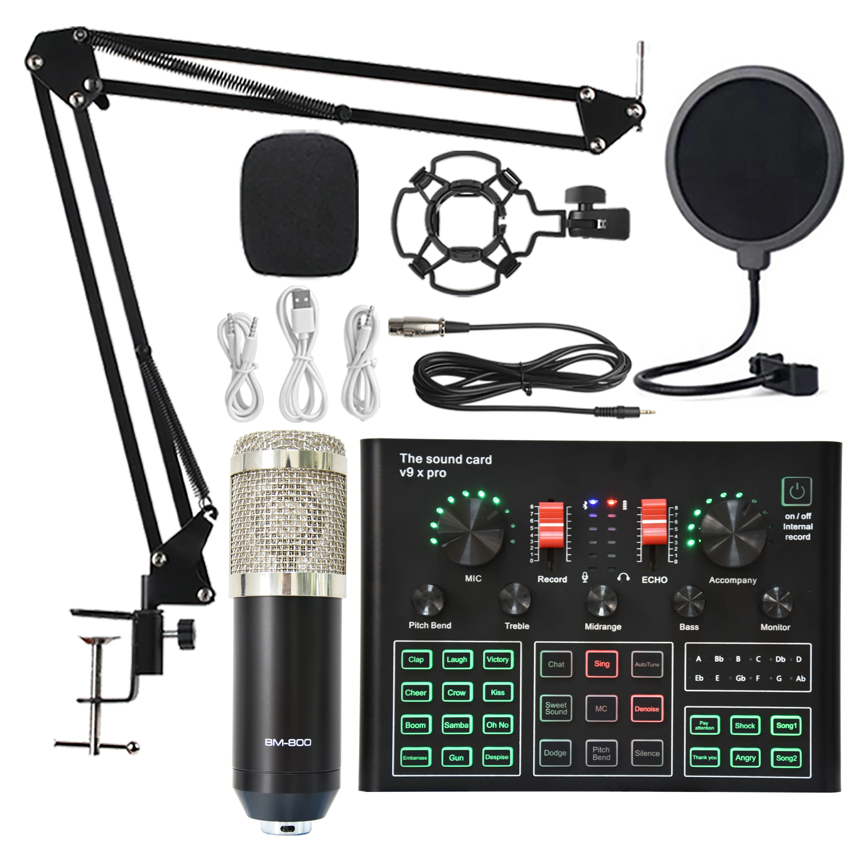 Профессиональный аудио V9 PRO звуковая карта набор BM800 Микрофон Студийный конденсаторный микрофон для прямой трансляции