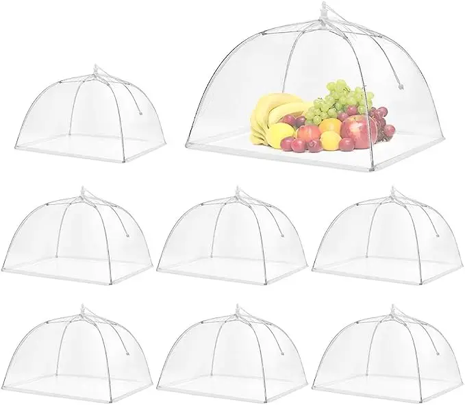 8 Pack Food Cover Net for Outdoors, Screen Tents, Parties Picnics, BBQs, Reusable and Collapsible