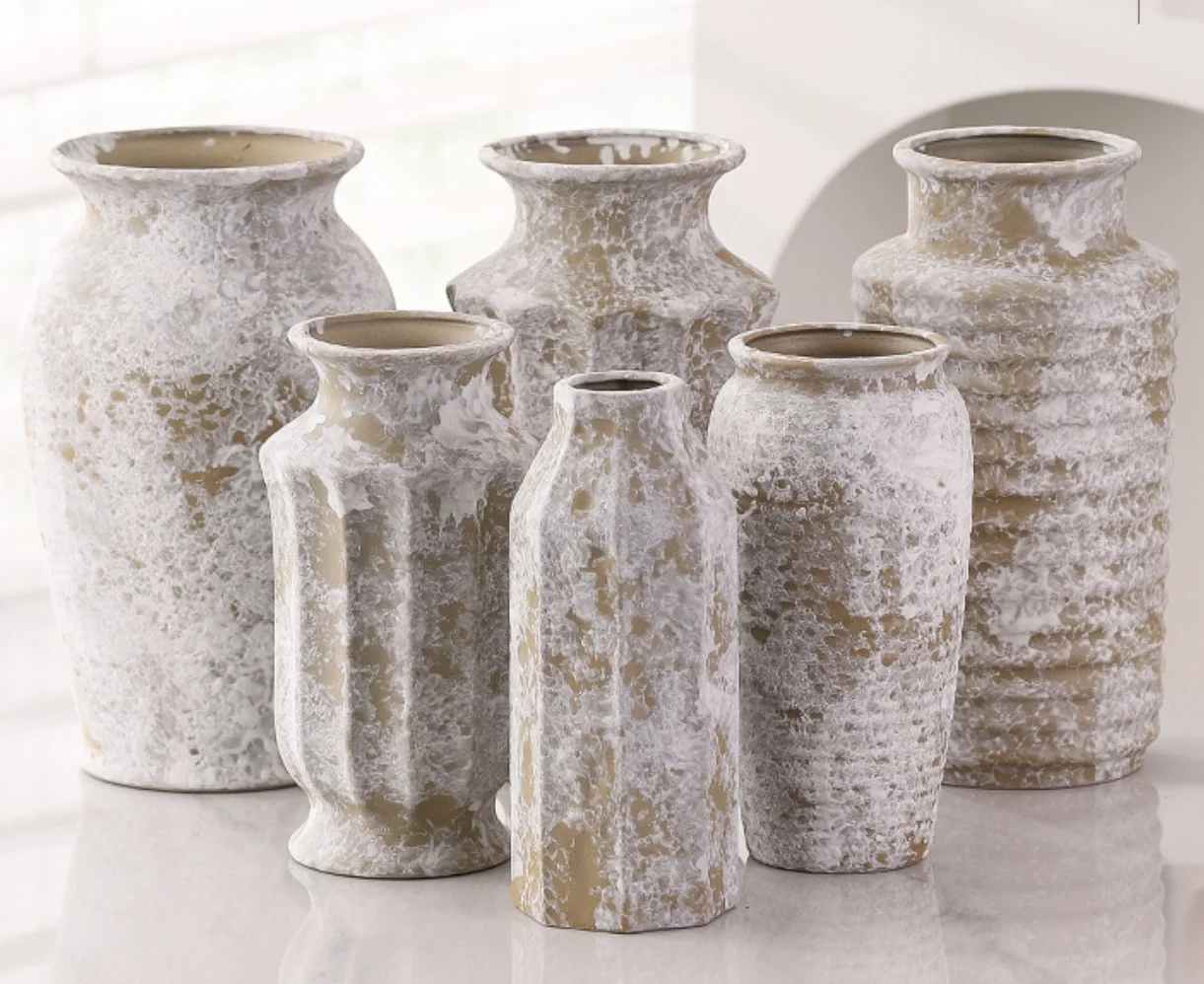 New Creative Wabi Sabi Style Ceramic Vase Living Room Homestay Luxury Decor Home Hotel Art Flower Arrangement Decoration