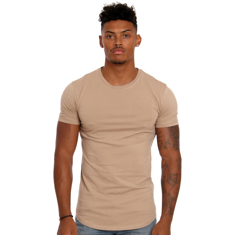 Wholesale hot selling gym casual custom 95% cotton 5% elastane men slim fit t shirt bulk