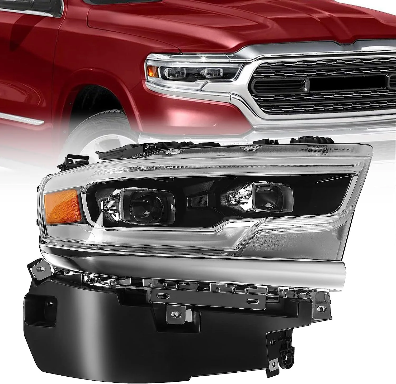 Flyingsohigh прожекторная головная лампа, полная СВЕТОДИОДНАЯ фара для Dodge Ram 1500 TRX 2019-2022 фара с конденсаторным объективом 68316084AD
