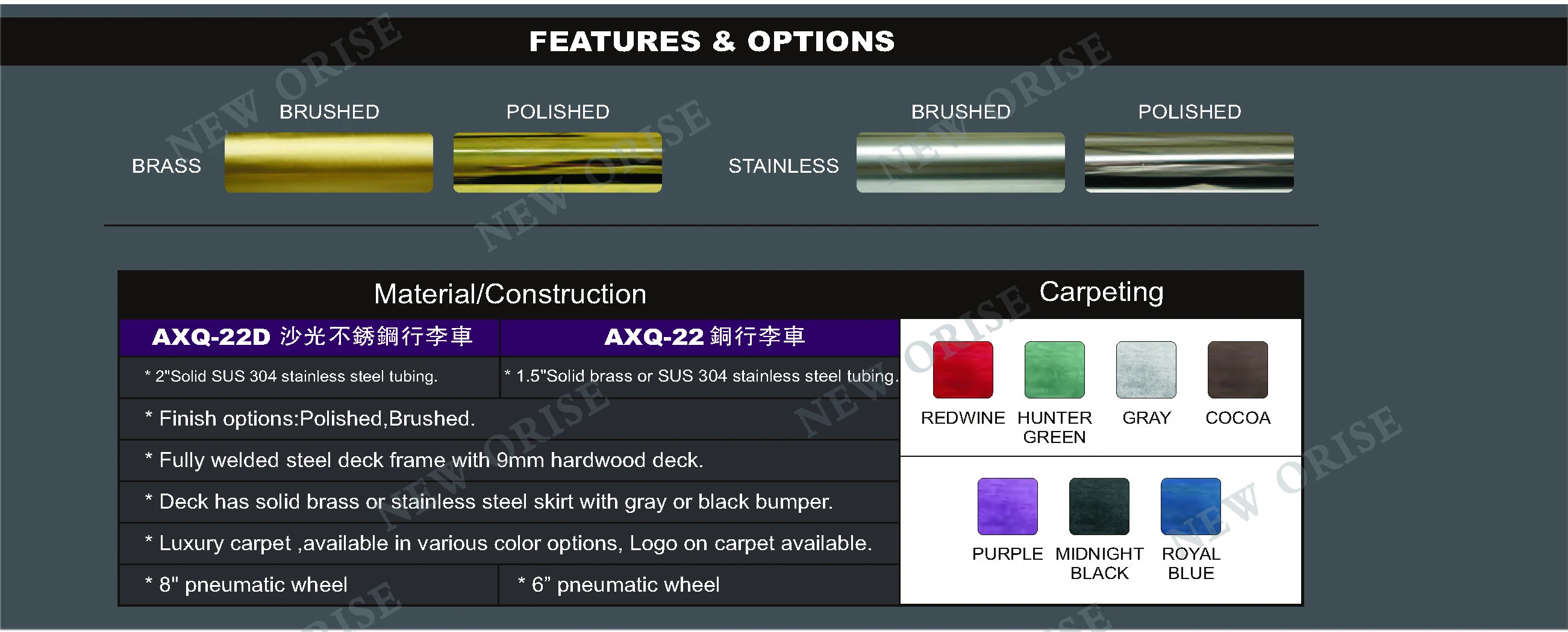
Five Star High Standard Concierge Baggage Cart Stainless Steel Hotel Luggage Trolley With Wheel 