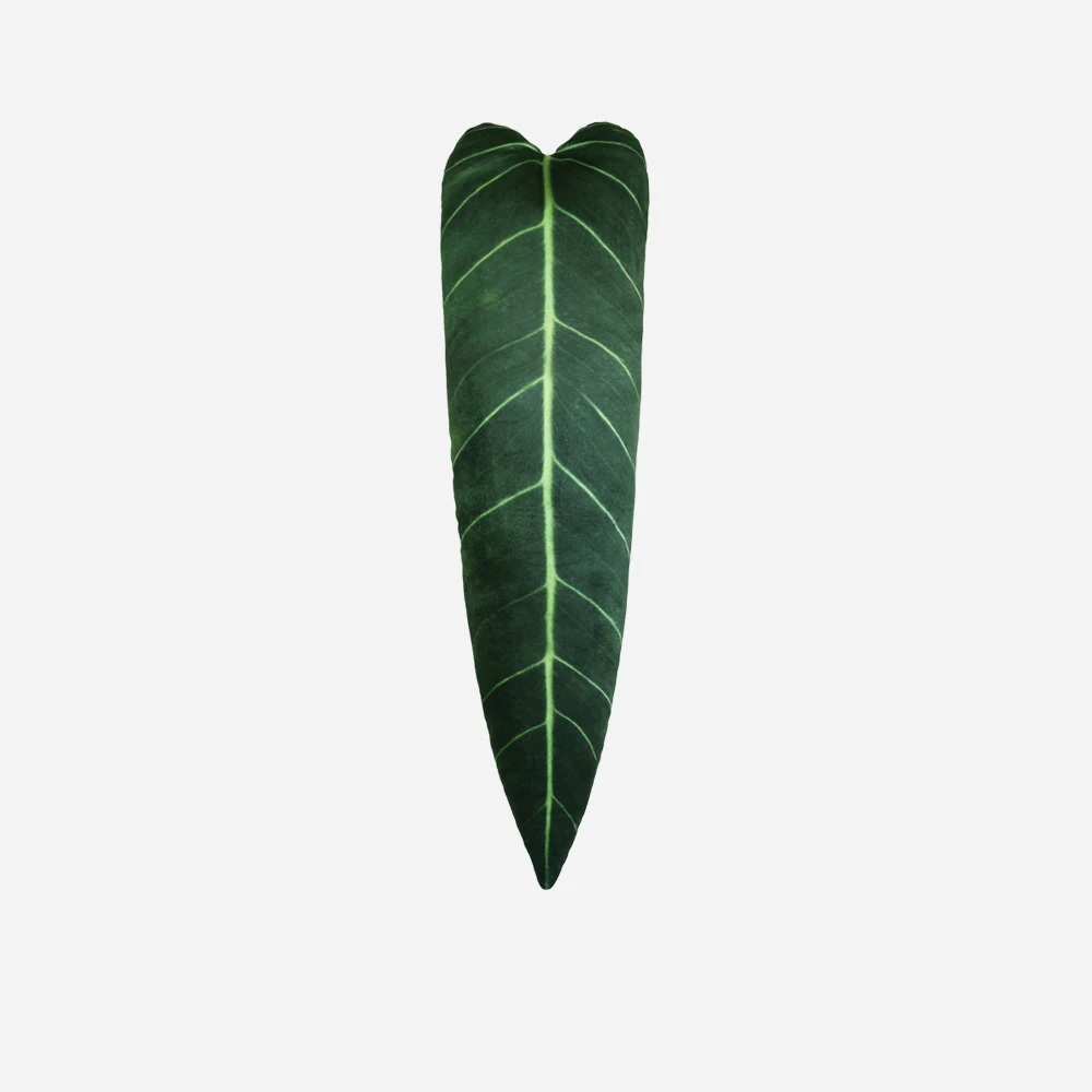 Wholesale 80cm luxury green plant long leaf shaped chaise lounge cushion outdoor pillow
