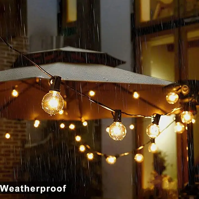 Outdoor waterproof Us Uk Plug Garden led String Light 25ft 50ft 100ft G40 LED Globe Holiday String Lighting