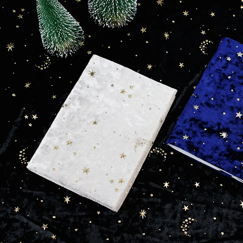 LABON A5 Velvet Fabric Notebook Journal Soft Cover Gold Color Bronzing Shining Star Decorations Gift Notebook