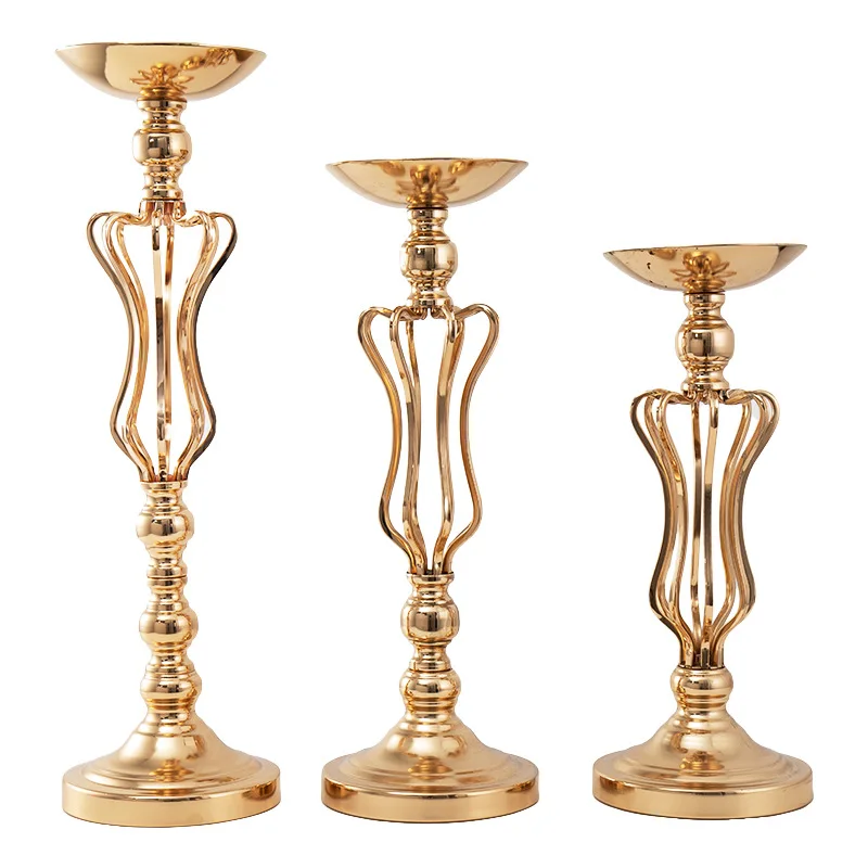 Creative Candlestick Table Flower Set European Gold Small Waist Electroplated Roadway Decoration