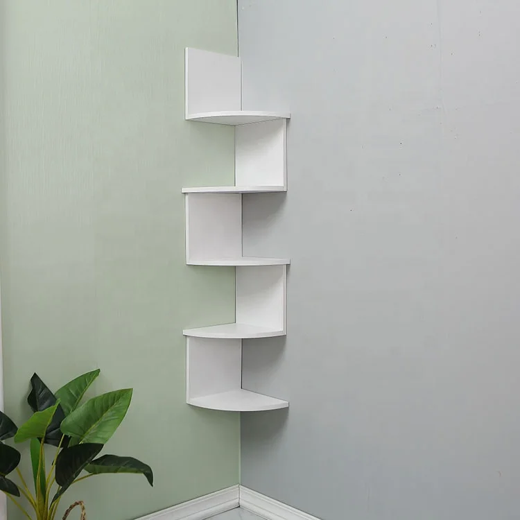 Phota 5 Tier Wall Mount Corner Shelves White Living Room Furniture Modern Accepatble