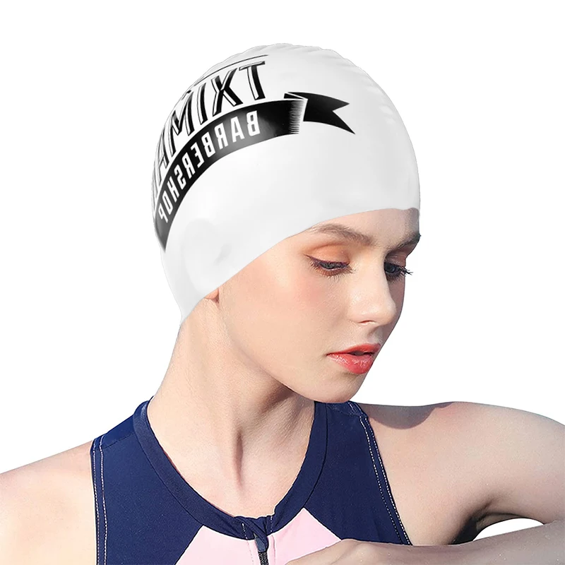 E-Commerce New Fashion 100% Environmental Silicone Custom Logo Swim Cap for Adult Chlorine Resistant Silicone Swimming Caps