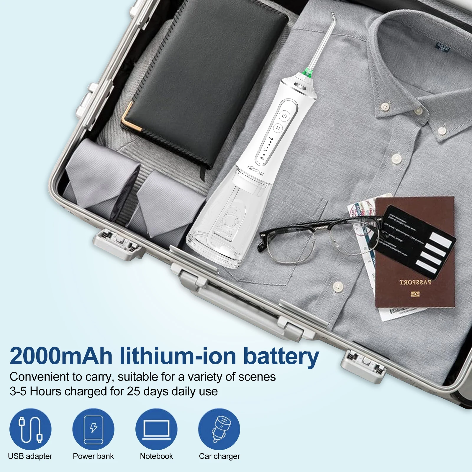 h2ofloss  2000mAh  300ML Portable Electric  Oral  Irrigator  High Quality Professional Whitening Water Floss  IPX7