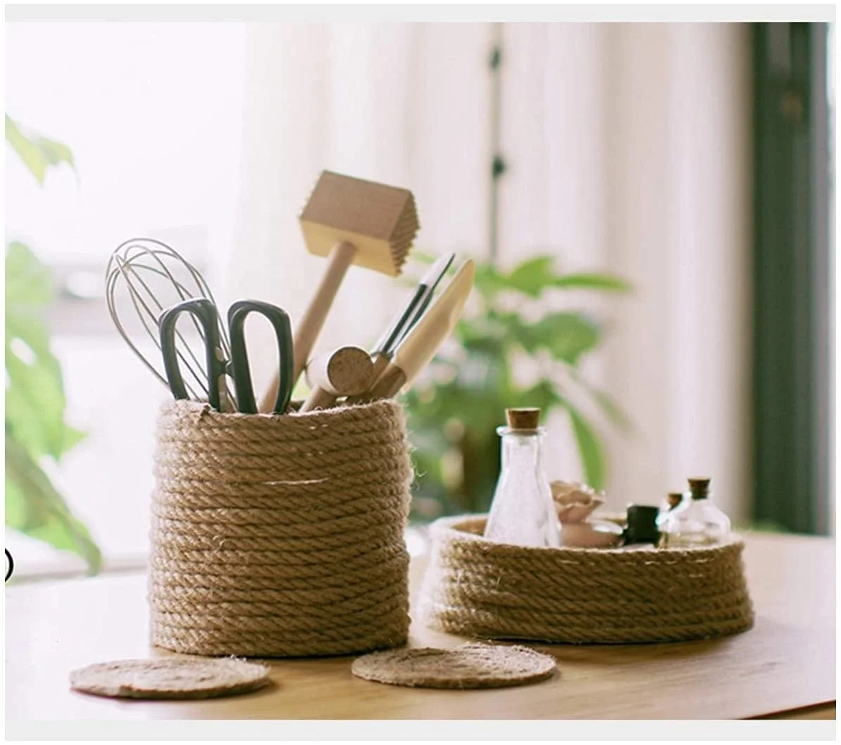 6mm Jute Rope Natural Craft Rope Thick Twine  for Crafts Heavy Duty Twine Burlap Rope for Gardening Cat Scratch Post,etc.