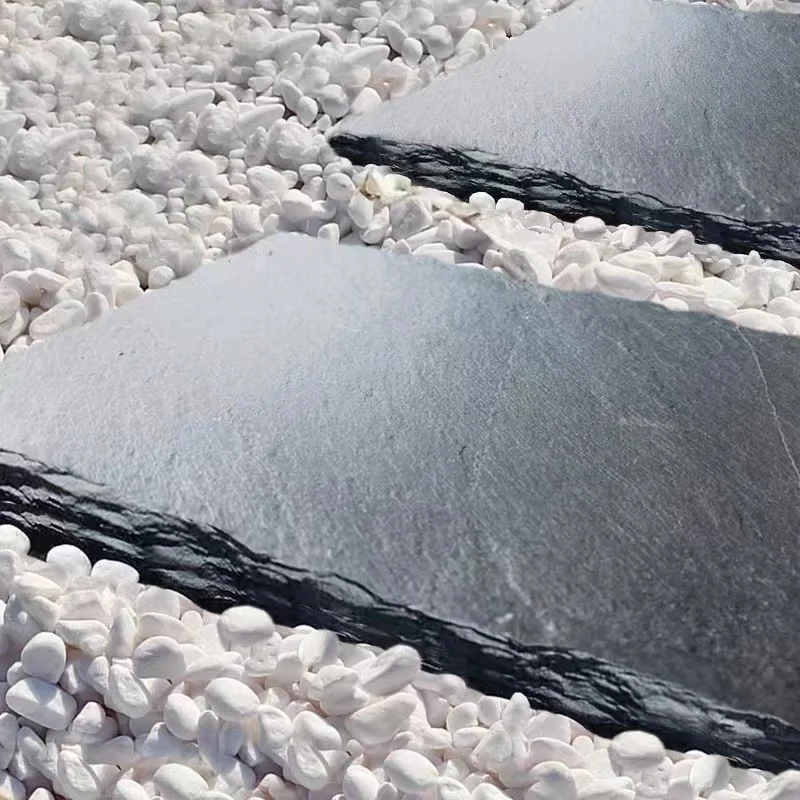 Outdoor Slate Garden Paths Flagstone Walkway Round Landscape Stepping Stones In Grass lawn