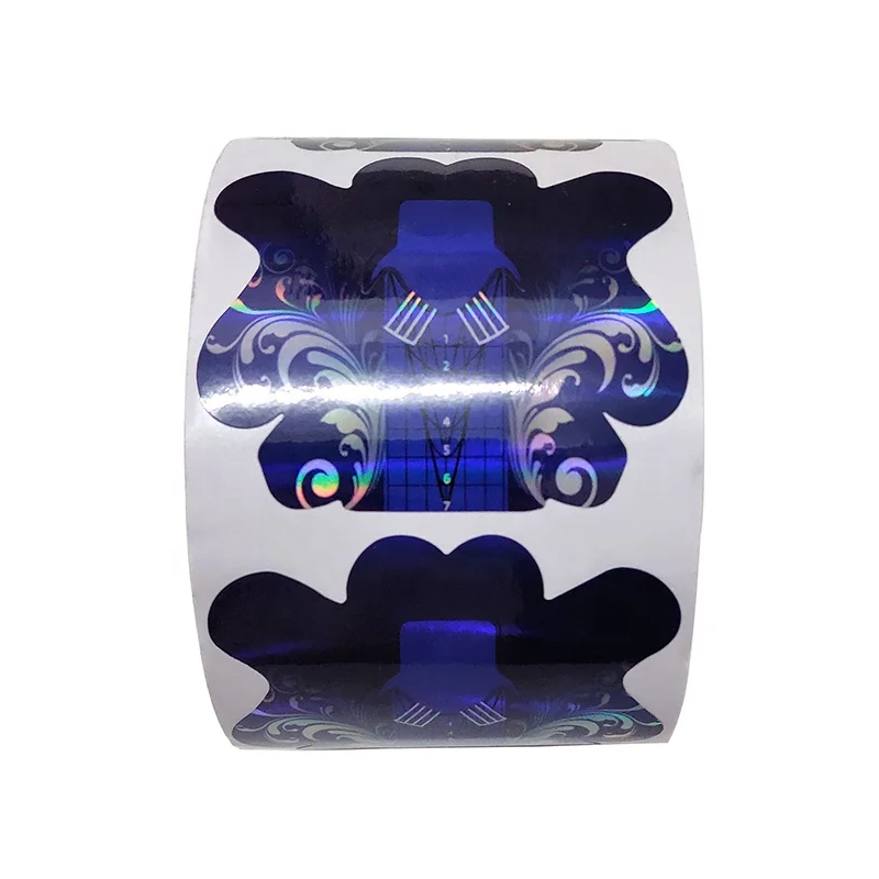 500Pcs/Roll Laser Blue Pure Aluminum Foil Gel Plastic Private Nail Paper Form