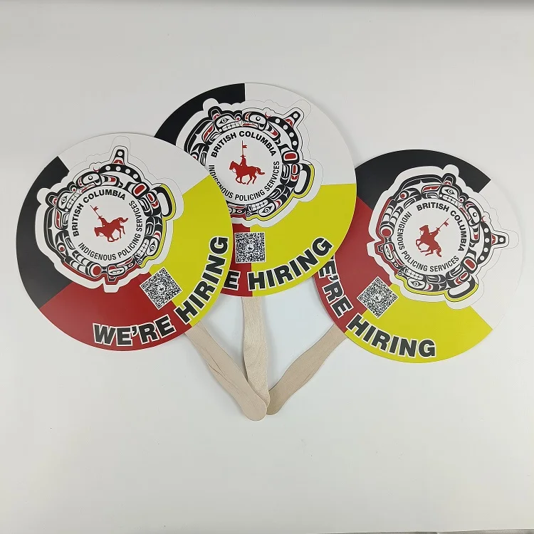 Custom Printing /size circle shape wooden hand paper fan advertising fan