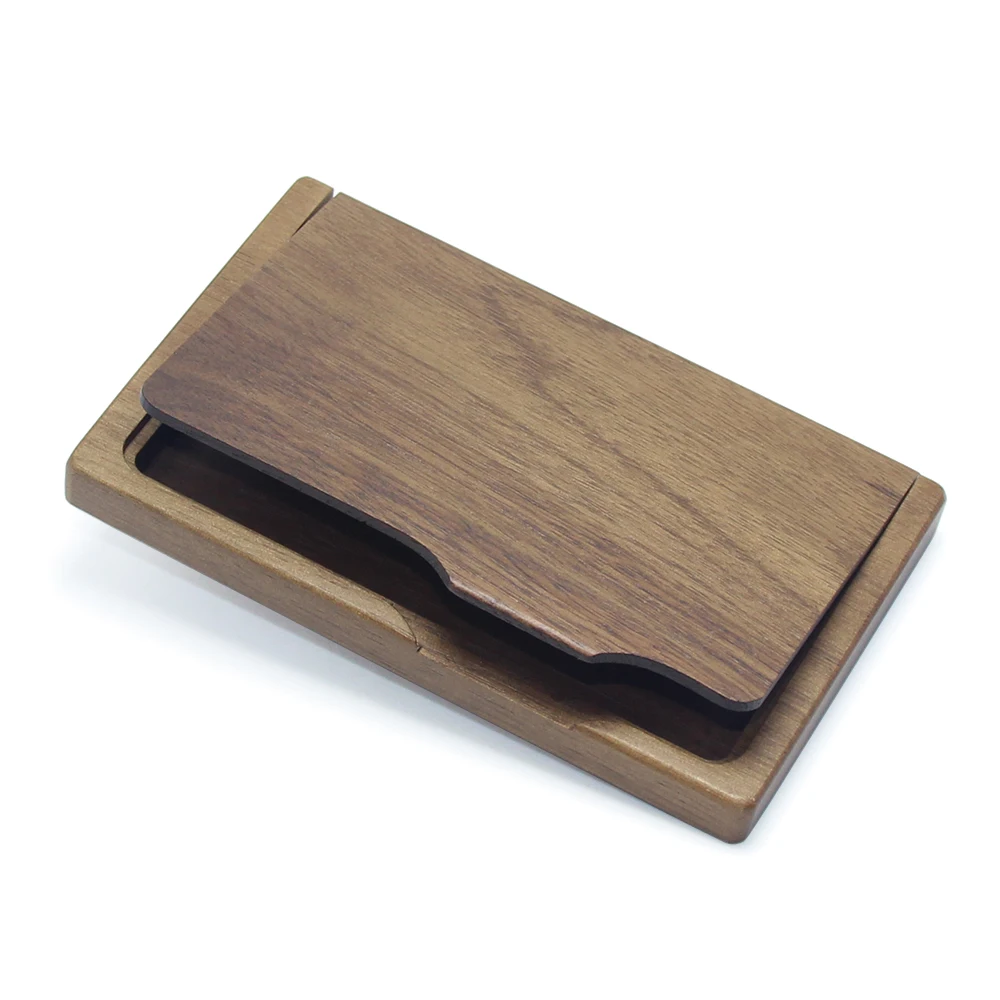 Handmade Walnut Wooden Card Case Name Cardcase Natural Wood Card Box Men Women Wallet Storage Business Card Holder Walnut Wood