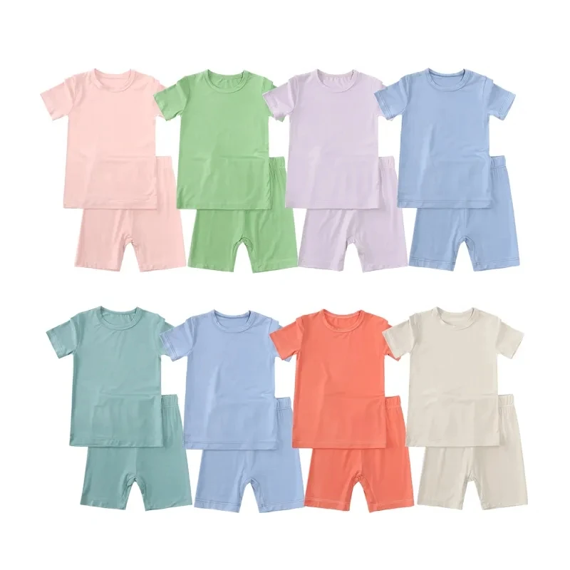 Custom Blank kids sleepwear Baby Pajama Set toddler outfits Summer Boys clothing sets Wholesale Bamboo Clothing