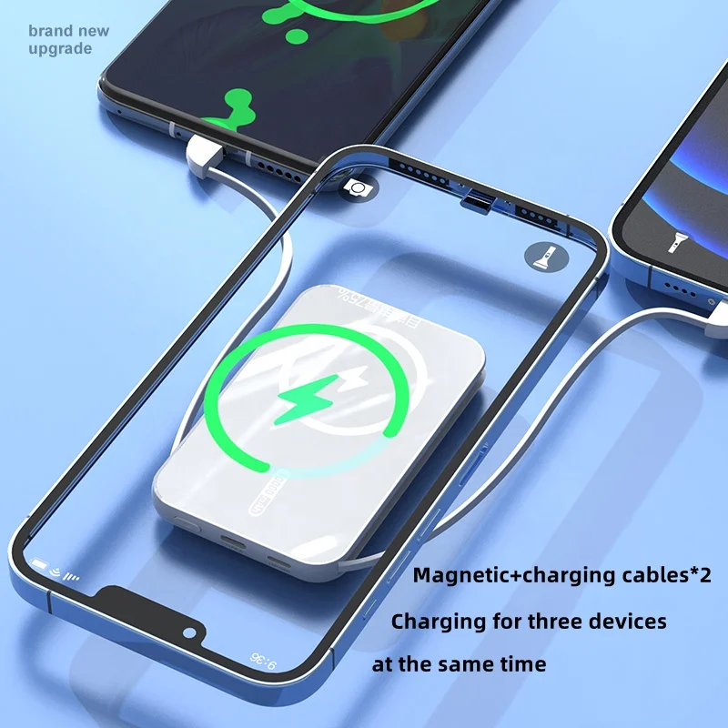 Mini Portable High Capacity Charger Wireless Fast Charging External Battery Pack 5000mAh Magnetic Power Bank for iPhone Android