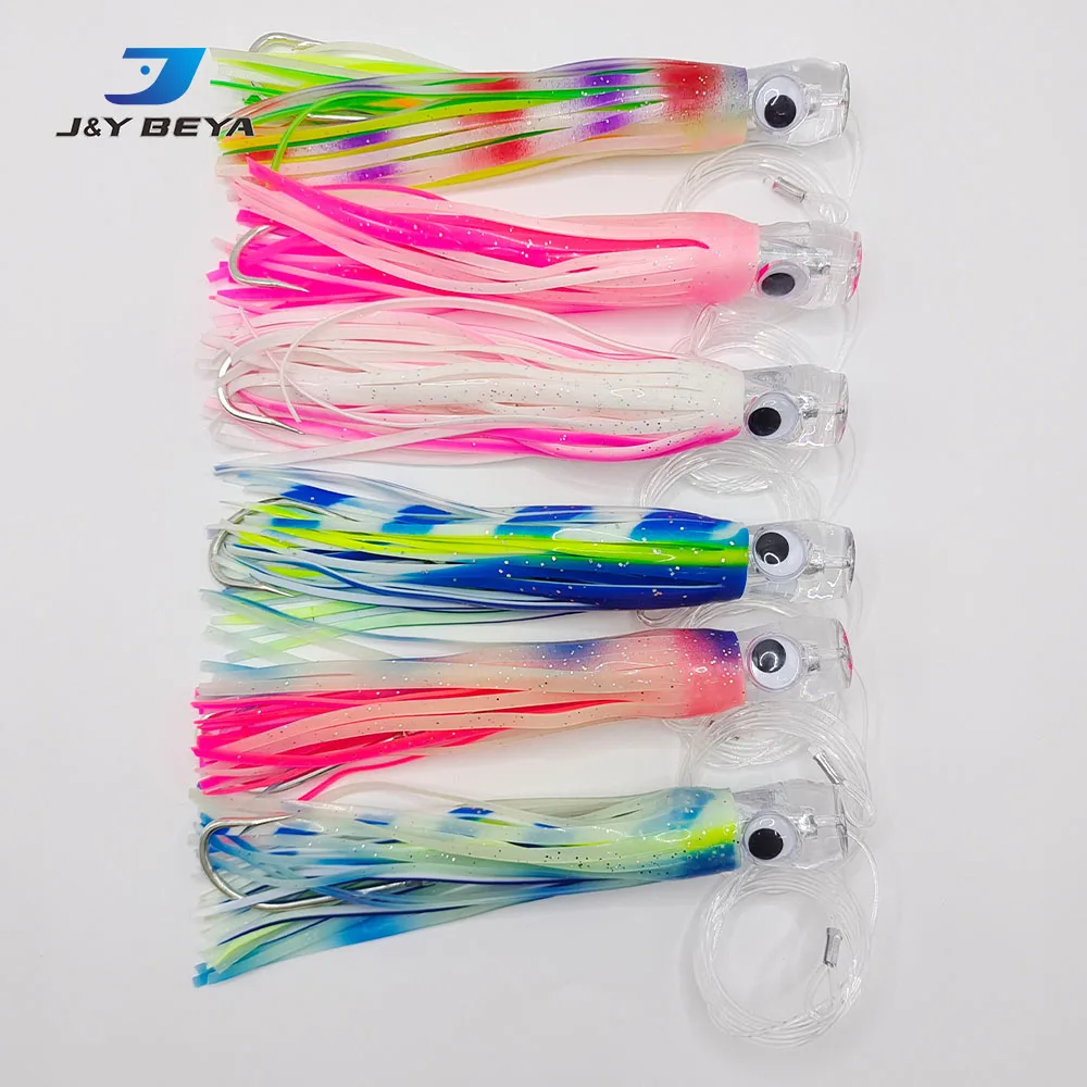 7.09 Inch 50g Resin Head Soft Octopus Skirt Bait Big Game Fishing Tuna Marlin Lure Rigged Trolling Lures For Wahoo Saltwater