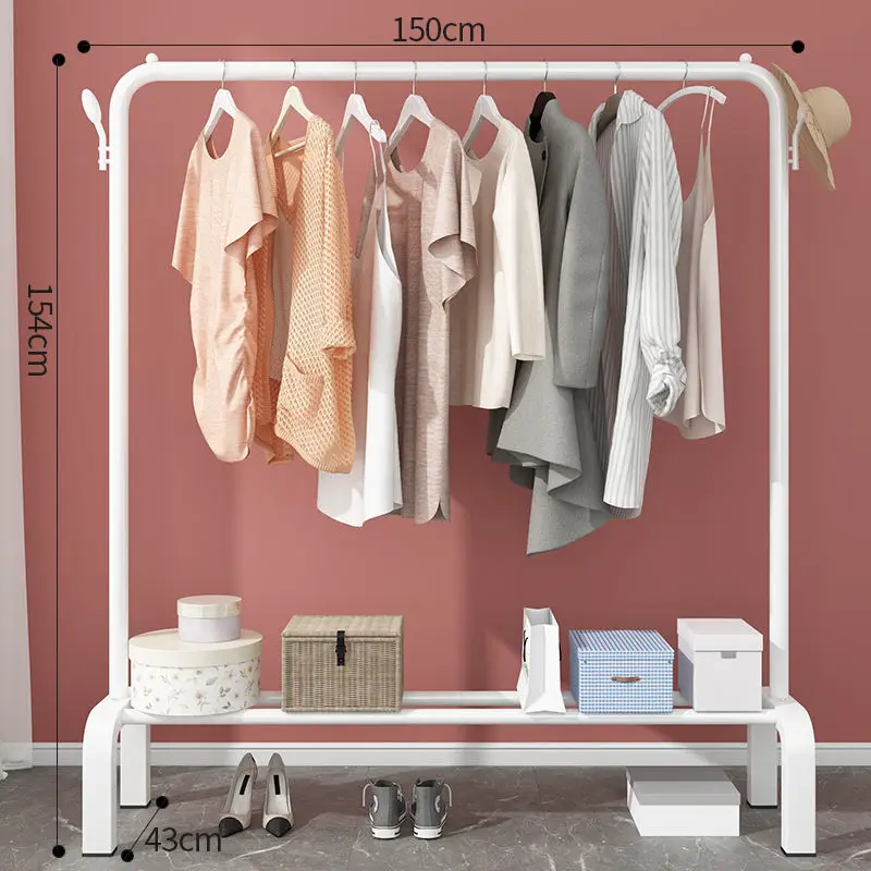 Wholesale Metal Display Stainless Steel Rolling Household Clothes Rack With Top Rod And Lower Storage Shelf