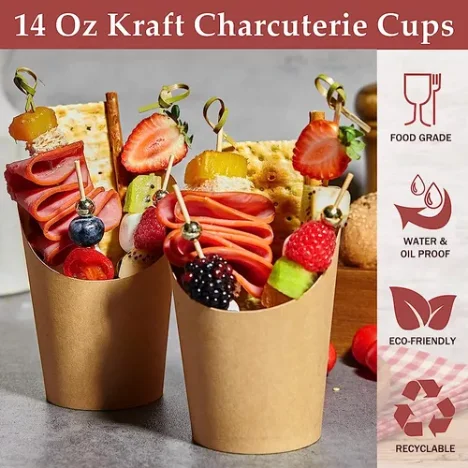 12oz 14oz Egg Puffs Waffle  French Fries Ice Cream Charcuterie Cup With Cocktail Picks