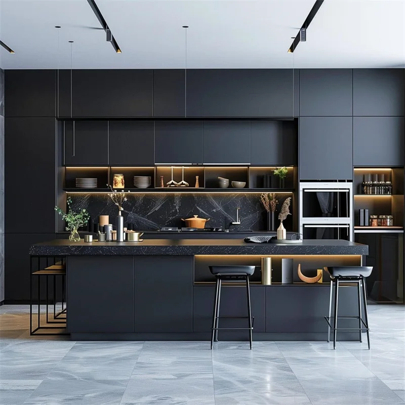 NICOCABINET Two Colors Australia Alder Wood Melamine Smart Luxury Quality Wall Modern Complete Full Kitchen Cabinet