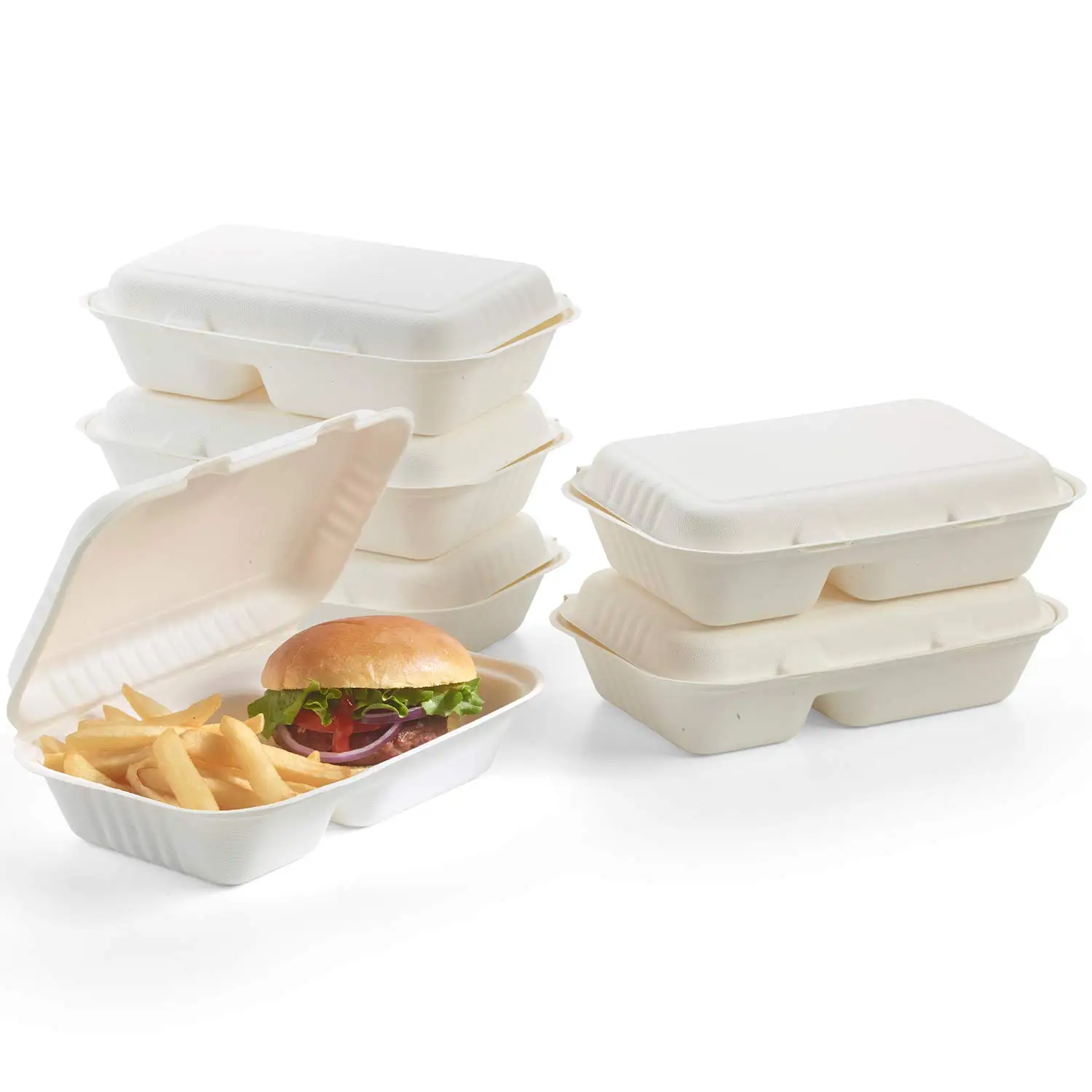 LOKYO fast food hotdog eco friendly compostable disposable to go lunch boxes take out food containers