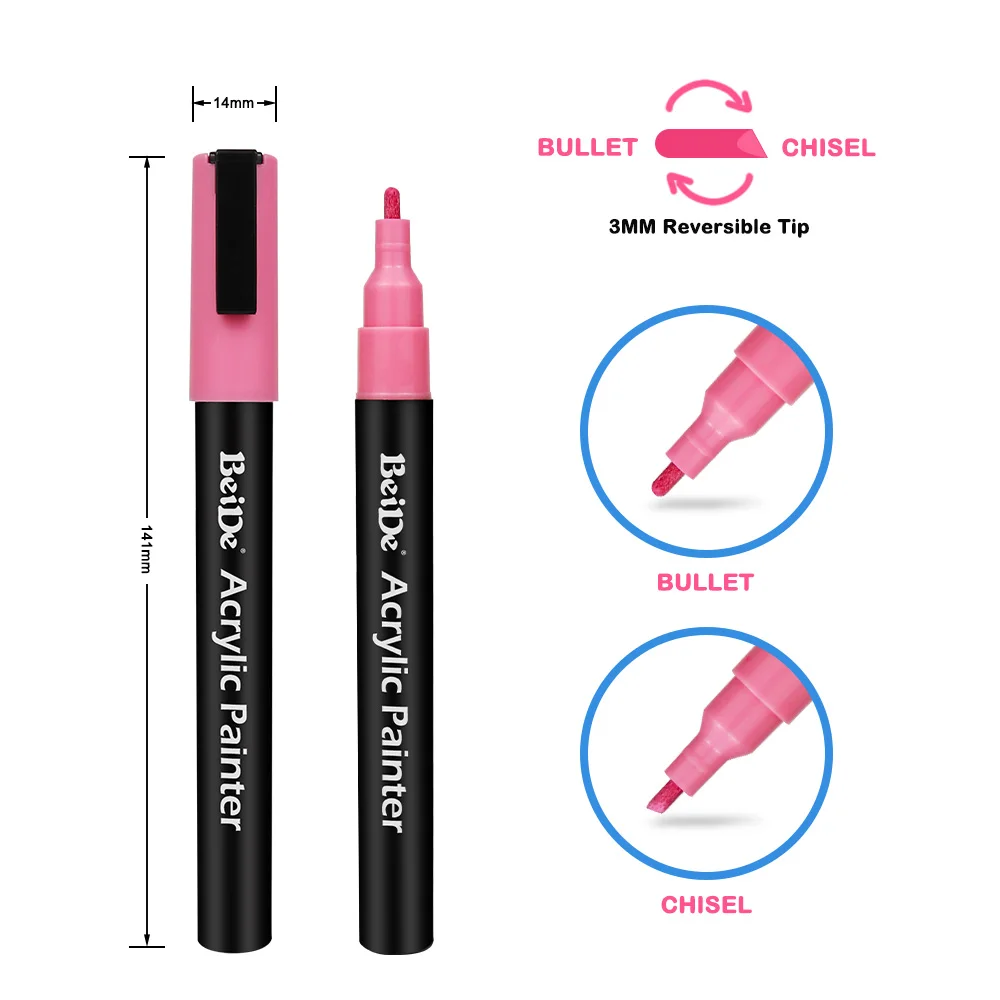 12 Colors Acrylic Paint Pens Set Permanent Markers for Rock Painting , Canvas, Tires, Wood, Metal, Scrapbooking, Fabric, Glass