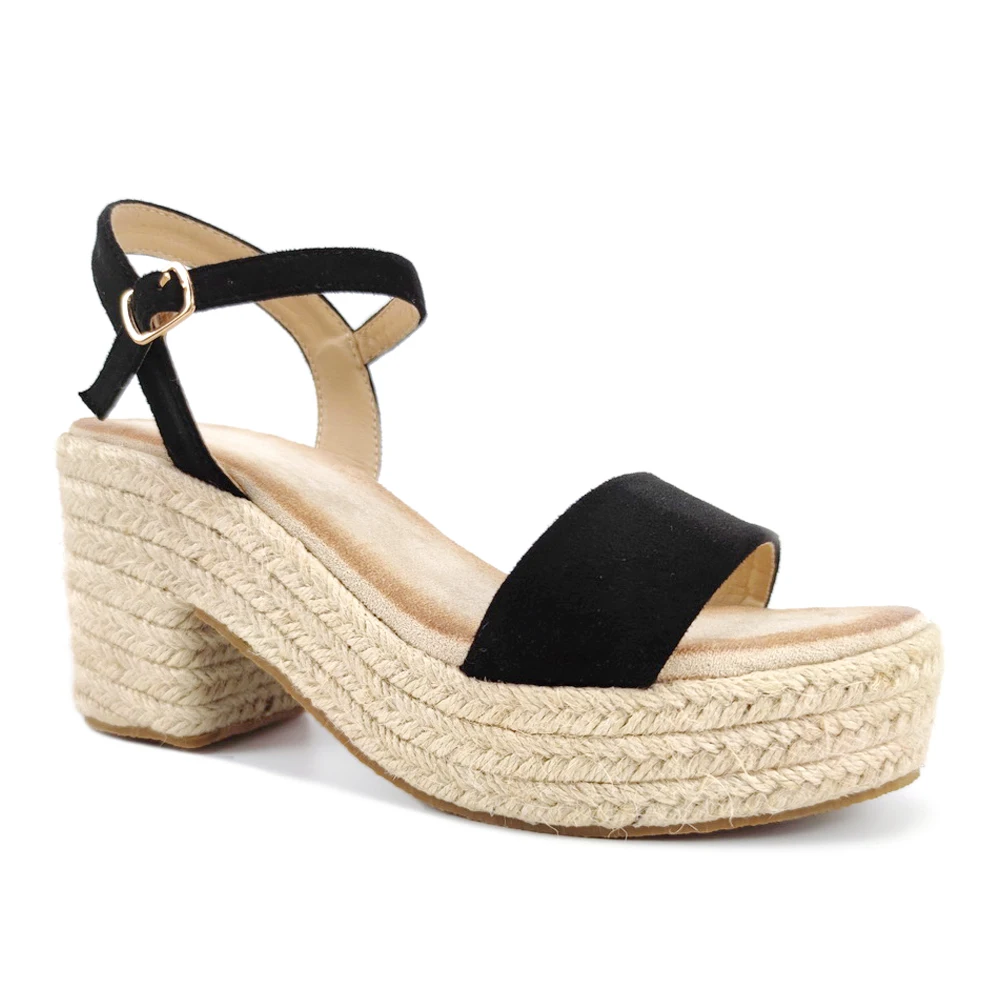 Fashion Trendy lady high heel Thick sole Best Soft Shoes Leisure casal  outdoor Jute wedge sandals for women