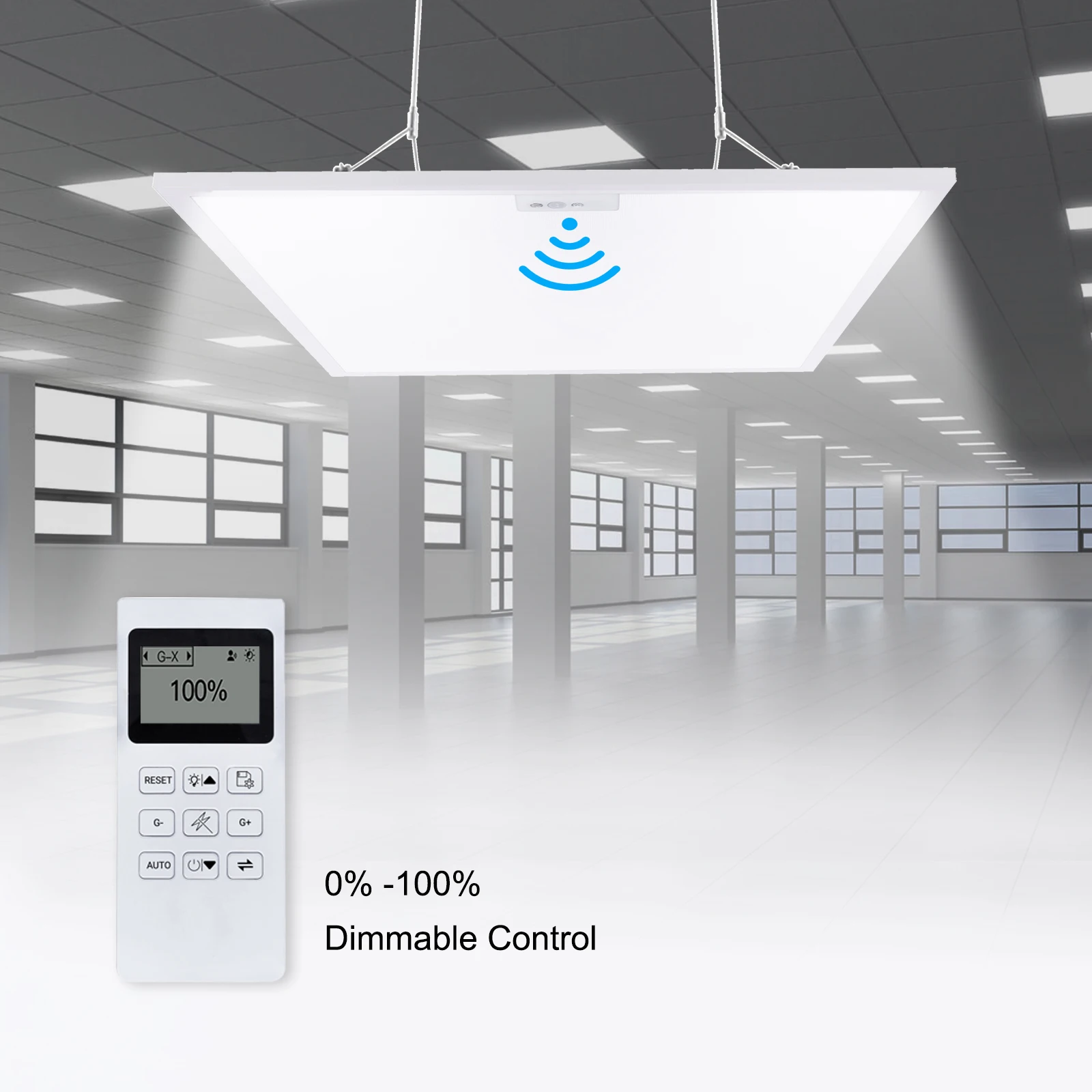 New Product School Shop Office Dimmable Lighting 24w 40W 70W Square Shape Led Panel Light with Sensors