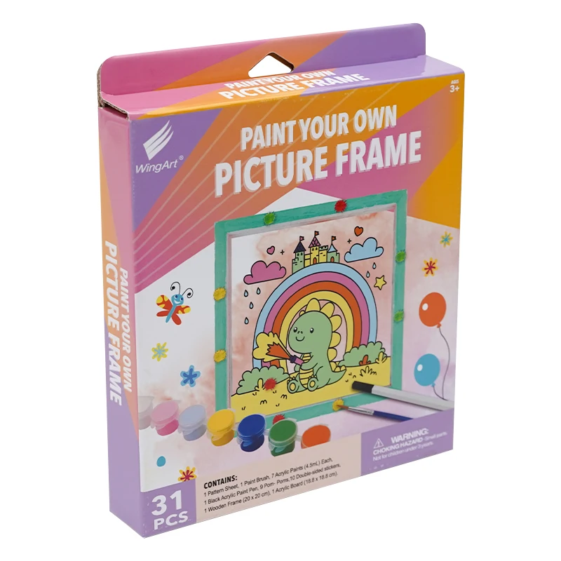customization new wooden frame 7 pieces painting toy picture by numbers Frame painting kit for kids