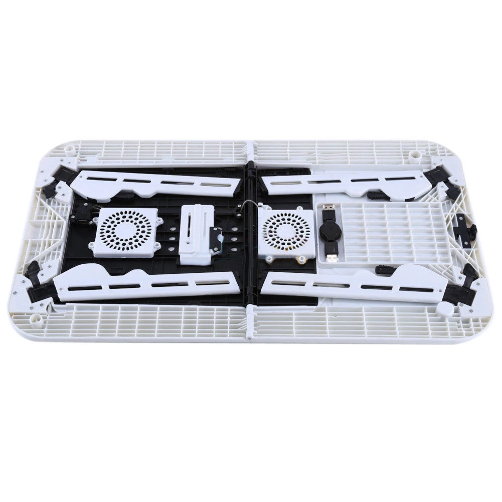 Adjustable USB Dual Cooling Fans Laptop Desk Portable Folding Desk Bed Notebook Stand Study Table with Mouse Pad Cup Holder