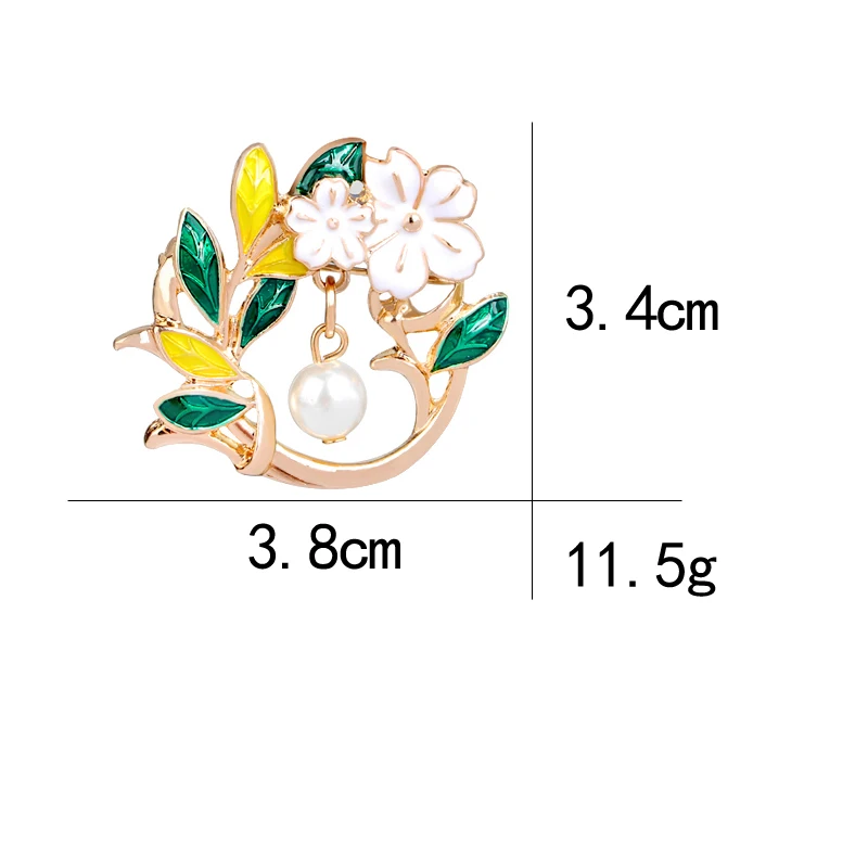 New Design High-grade Gardenia Elegant Brooches Women Ladies Accessories Brooch Leaf Pearl Brooch