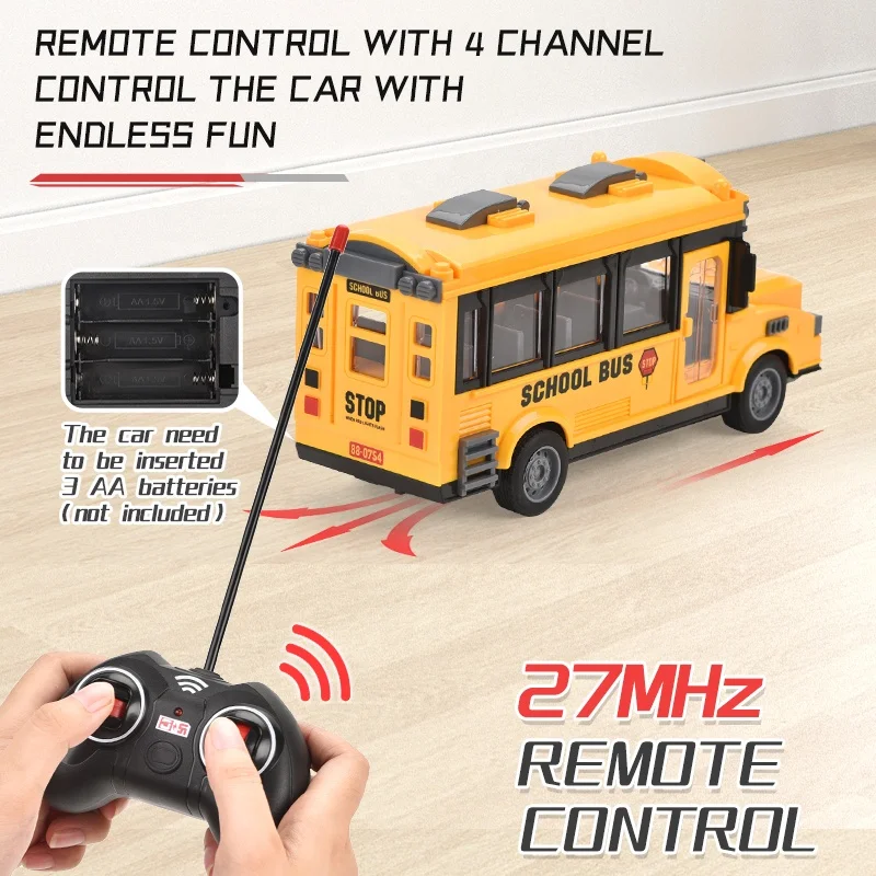 1:30 4Ch Radio Controlled Baby Hand control Ambulance car, RC School bus with light and Open Door Function
