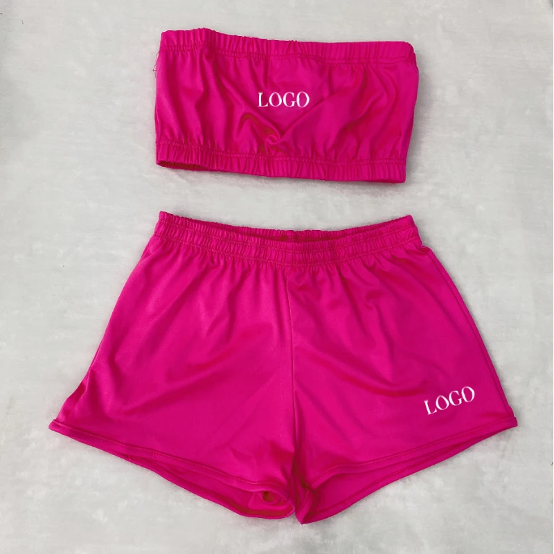 
High quality jersey sweat workout Candy blank biker shorts Jogger athletic track crop set women fitness booty Snack shorts 