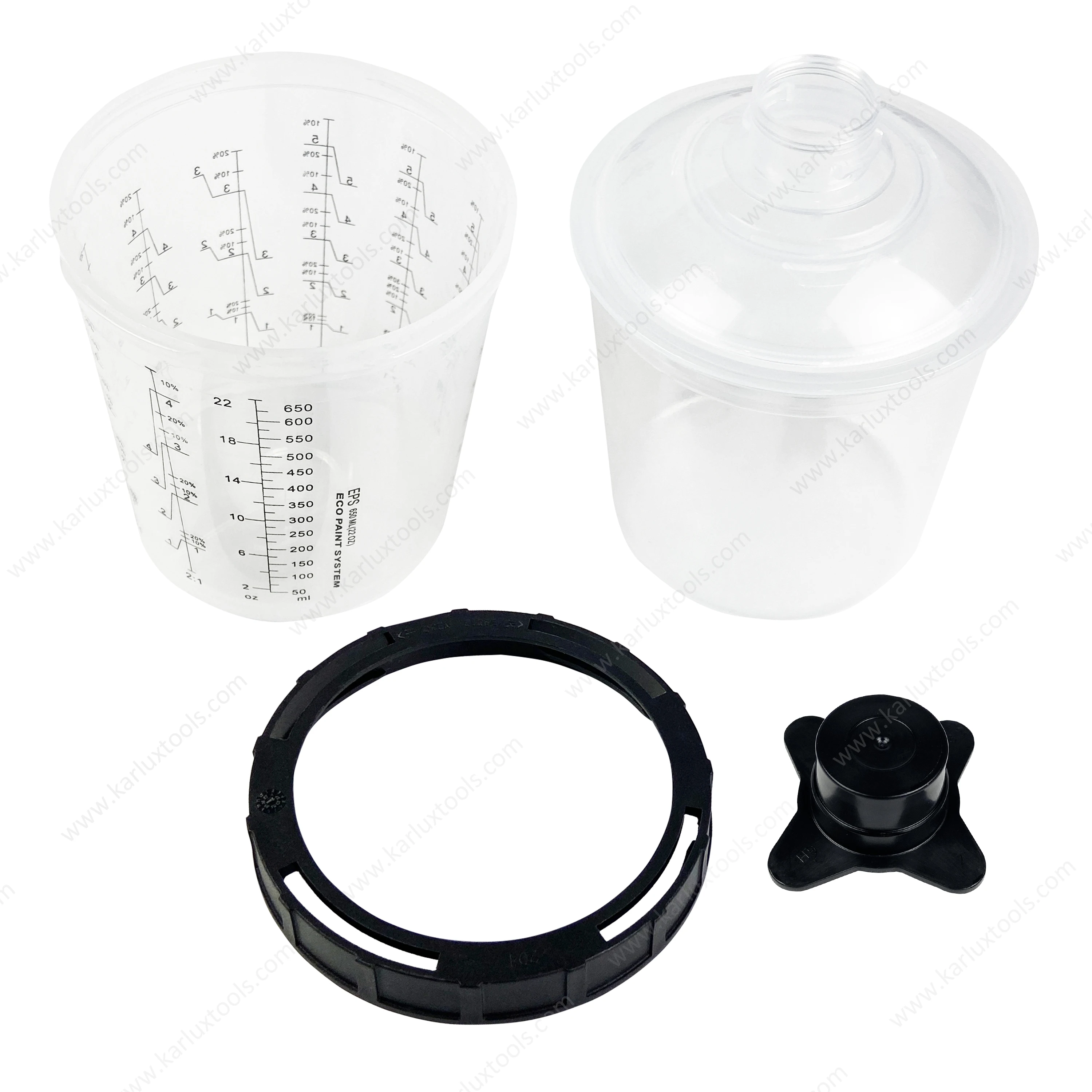 650ml Plastic Measuring Cups Disposable Air Spray Gun Paint Mixing Cup