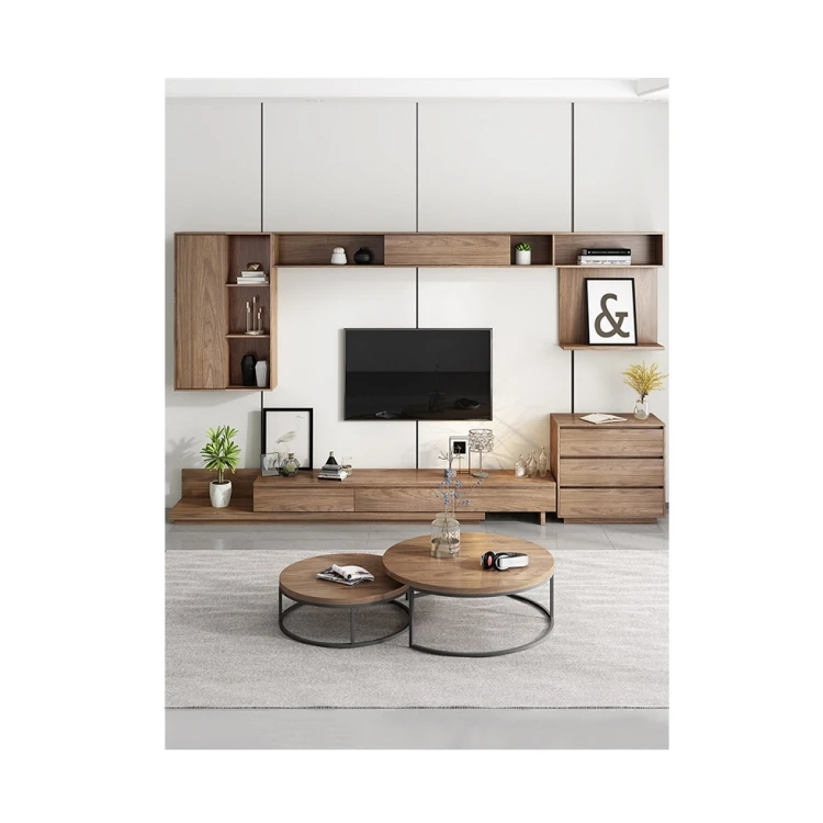 Custom Luxury Wood  Living Room Set Home Furniture Center Table  TV Stands Cabinets and Coffee Table Set