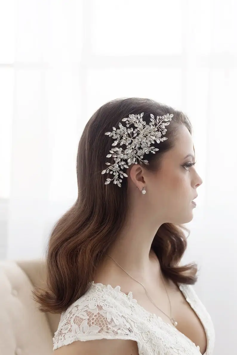 Dramatic Crystal Hair Clip Accessories High Quality Crystals Gold Bridal Hair Comb bridal hair crystal beads vines
