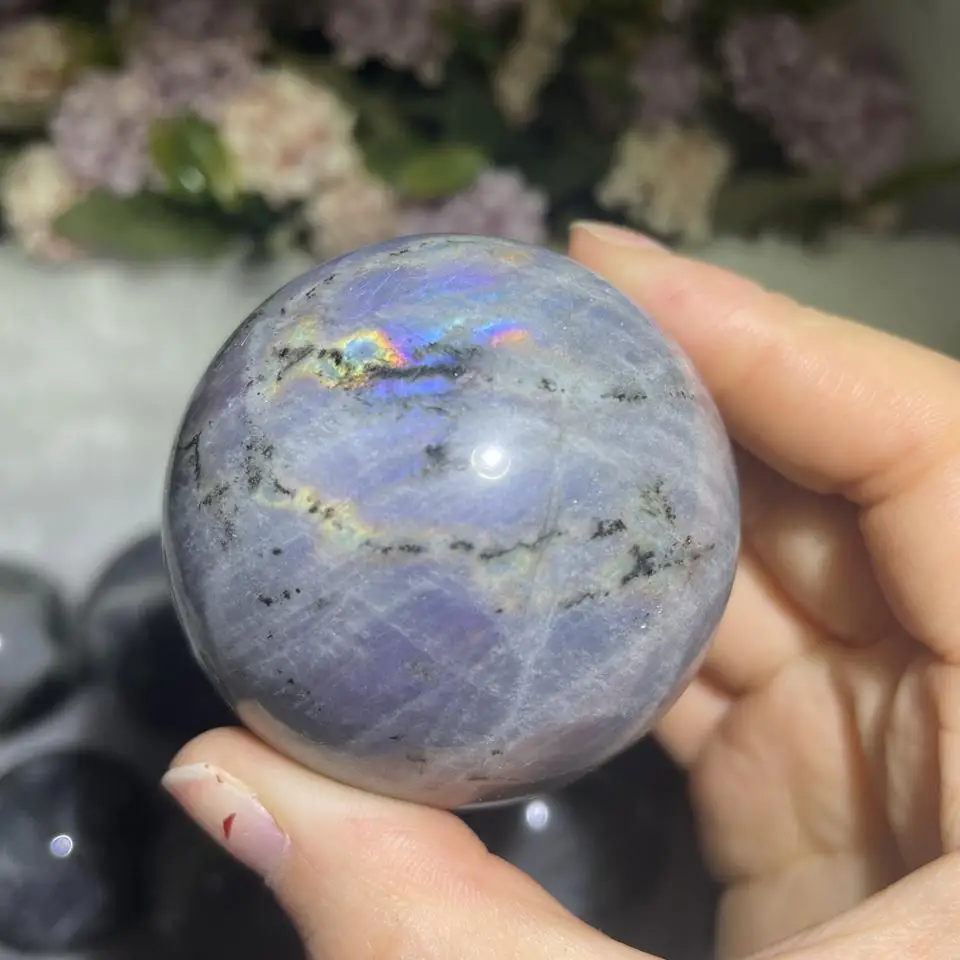 Purple Flash Labradorite Balls Natural Crystal Gemstone Spheres for Wholesale