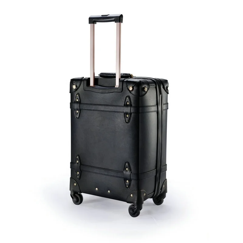 20 inch Vintage PU trolley travel luggage for women