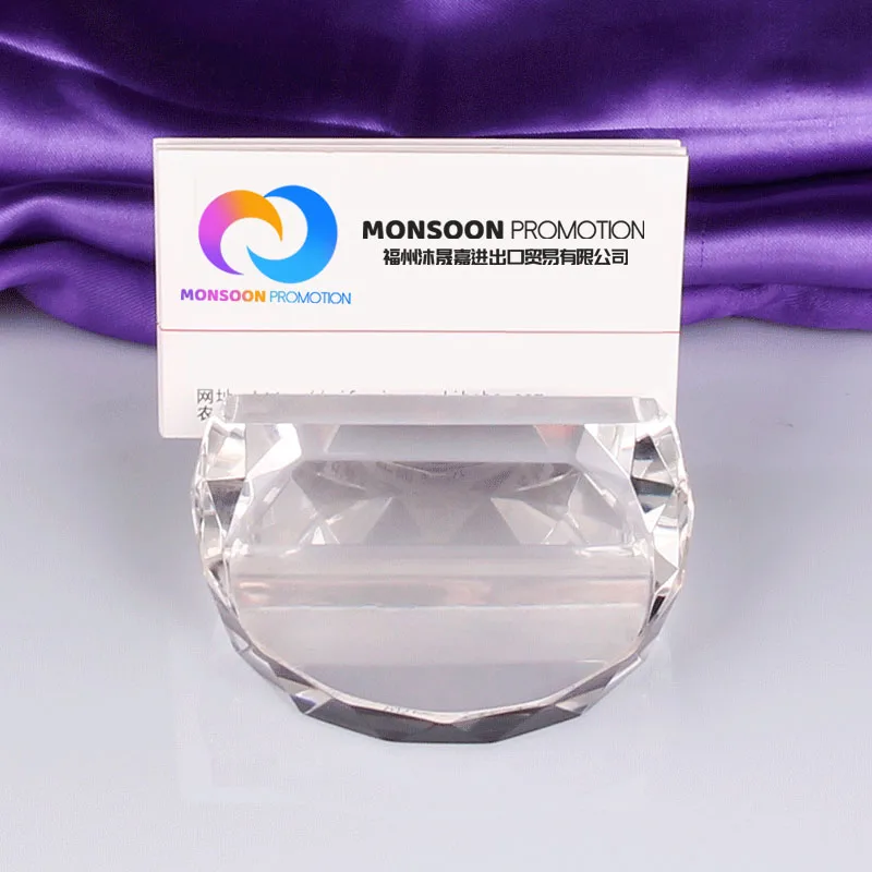 High Quality K9 Glass Bread Shape Name Card Case Office Souvenir Custom Crystal Carving Transparent Card Holder For Business
