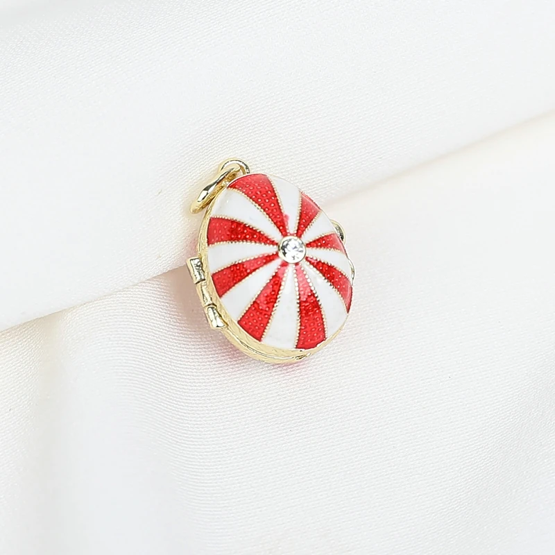 SHINNYGIFTS Hand Painted Pewter Enamel Farberge Egg Pendant Jewelry Cooper Materials EU Fashion Style Birthday Gifts