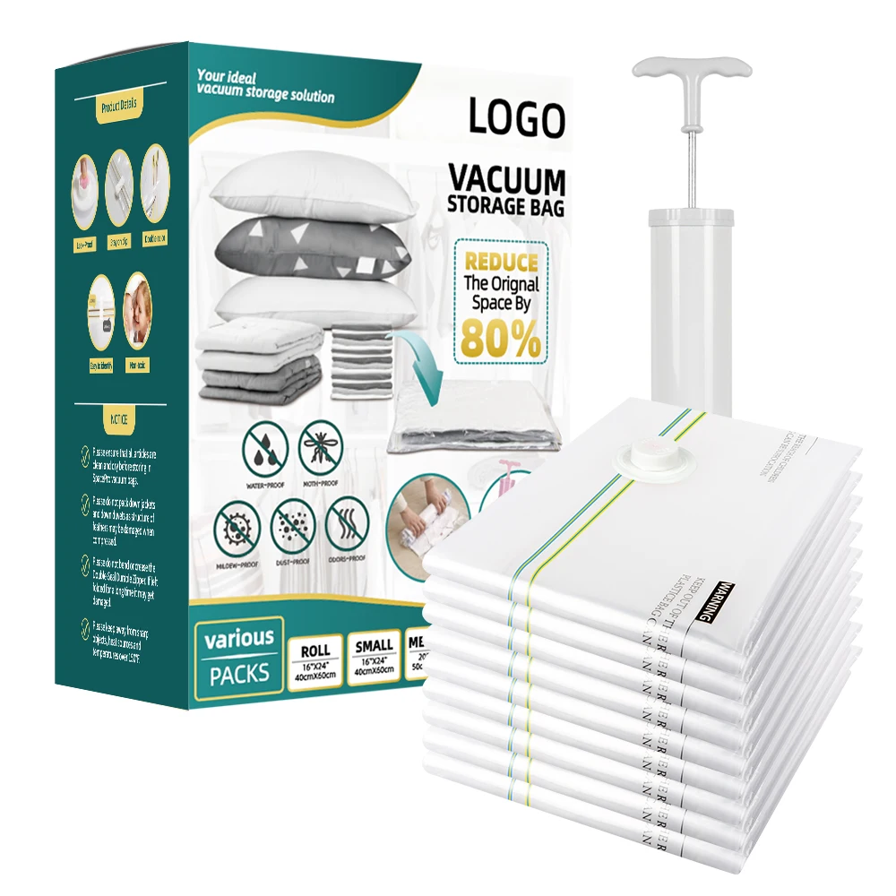 12 PACK Wholesale High Quality Space Saver Vacuum Bags Storage Set with Pump