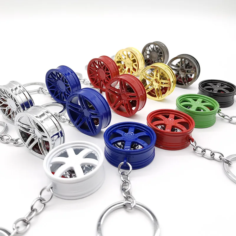 Hot Wheel Rim Keychain 3D Keyring Creative Accessories Racing Wheels Auto Part Model Key Chains for Car Lovers Gift Keychain
