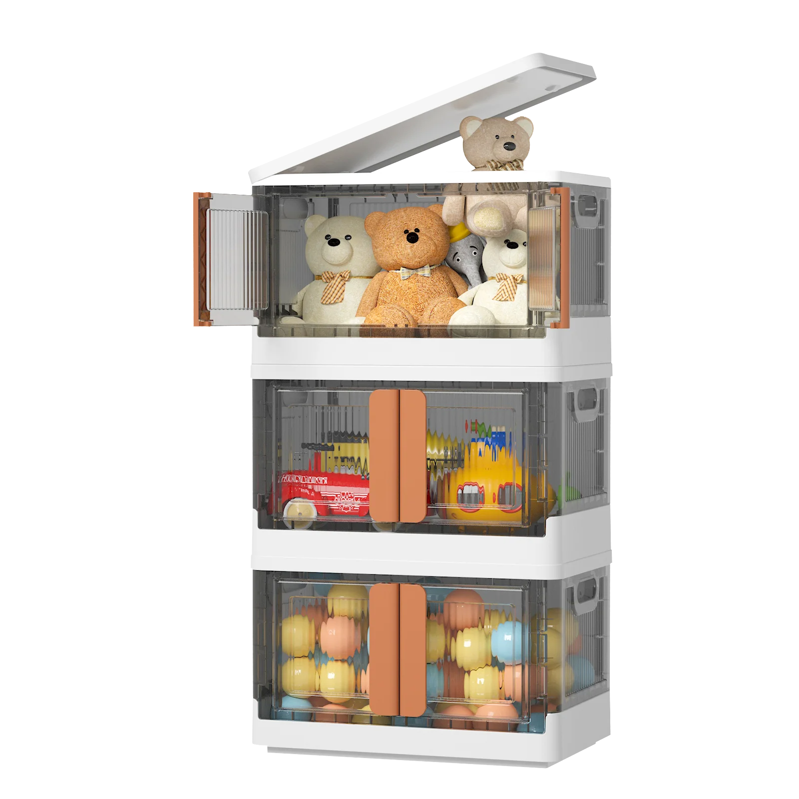 HAIXIN 3Pack Plastic Storage Cabinet Organizer Folding Storage Box Collapsible Storage Organizers