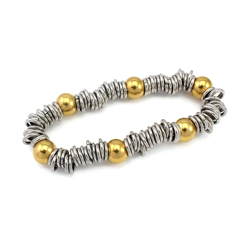 Fashion Stainless Steel friendship bracelets adjustable chain sliver mix gold bead bracelet for women man Hip Hop Jewelry