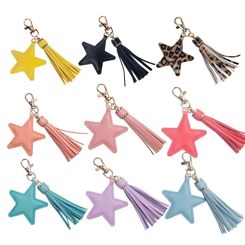 Creative New Leather Keychain in Pentacle Fringe Suitcase Style Car Pendant Promotional Offer