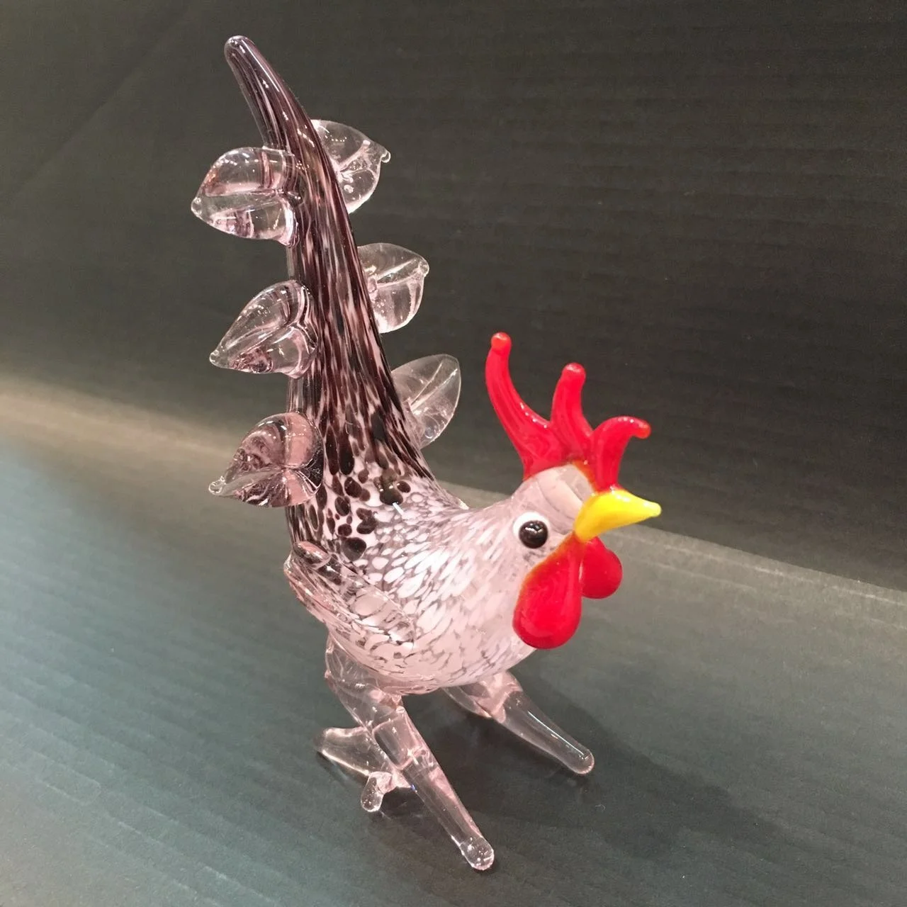 Funny creative gifts animal figurines rooster murano glass