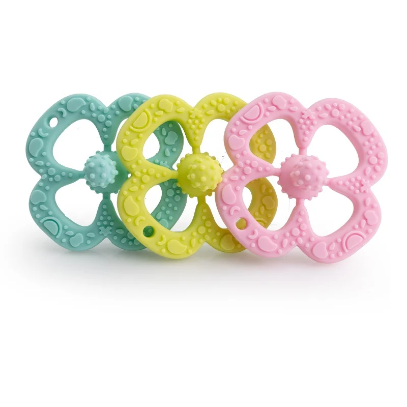 Oem Manufacturer Bpa Free Food Grade Silicon Chewable Teething Toys Rattle Ring Baby Silicone Teether