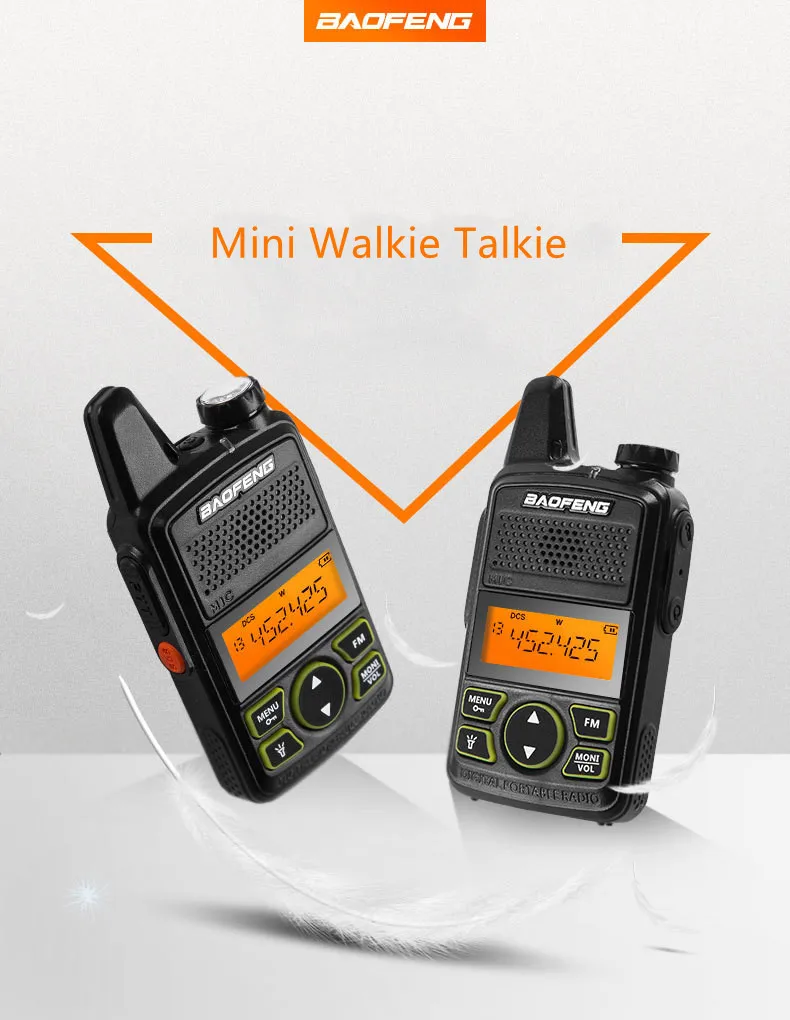 Portable FM radio receiver mini radio rechargeable baofeng walkie talkie with LED flashlight