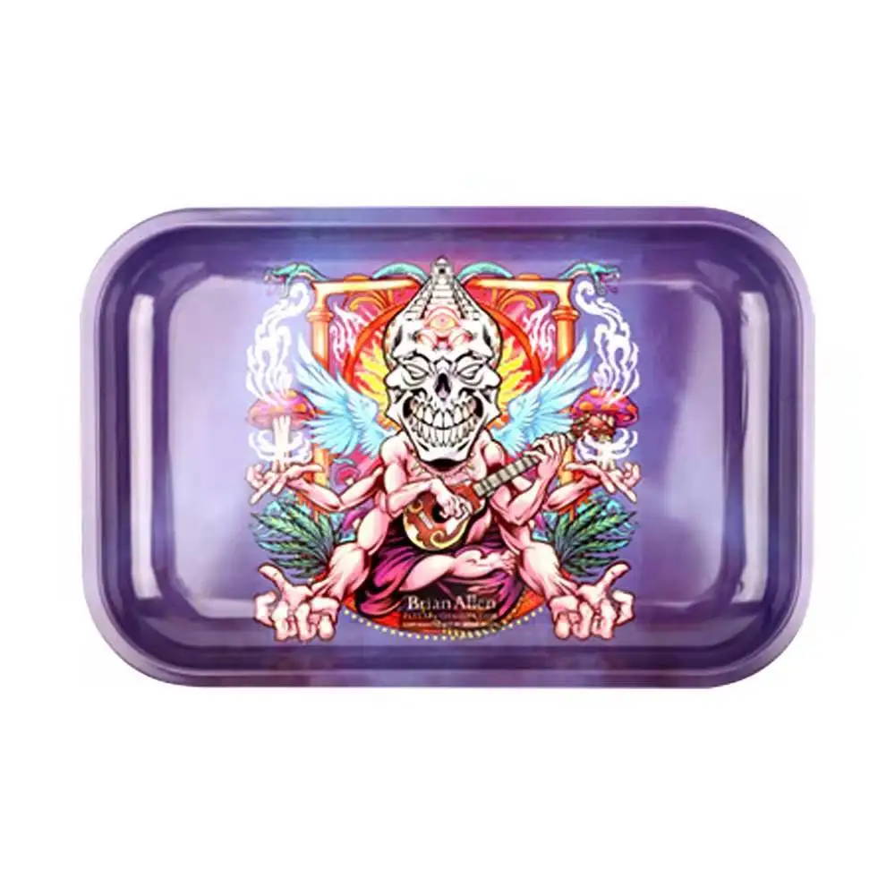 Customized logo Wholesale Ready to Ship Small Size Printing Tinplate Cigarette Tray Cheap Tin Tray Raw Metal Tin Serving Tray