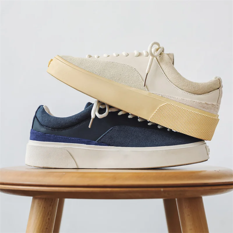 Comfortable Sneakers Man Shoes Sport Outsole Sneakers Trendy Unique Design Solid Color Board Canvas Shoes